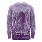 Australia Epilepsy Awareness Long Sleeve Shirt Seahorse Think Purple Ribbon Aboriginal - Aussie Hoodie
