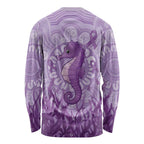 Australia Epilepsy Awareness Long Sleeve Shirt Seahorse Think Purple Ribbon Aboriginal - Aussie Hoodie
