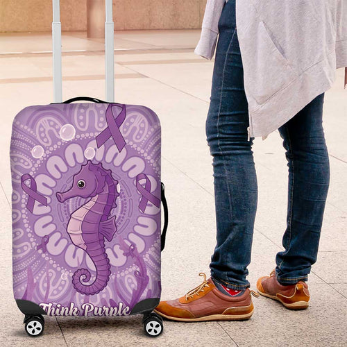 Australia Epilepsy Awareness Luggage Cover Seahorse Think Purple Ribbon Aboriginal - Aussie Hoodie