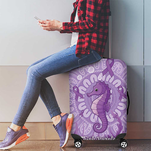 Australia Epilepsy Awareness Luggage Cover Seahorse Think Purple Ribbon Aboriginal - Aussie Hoodie