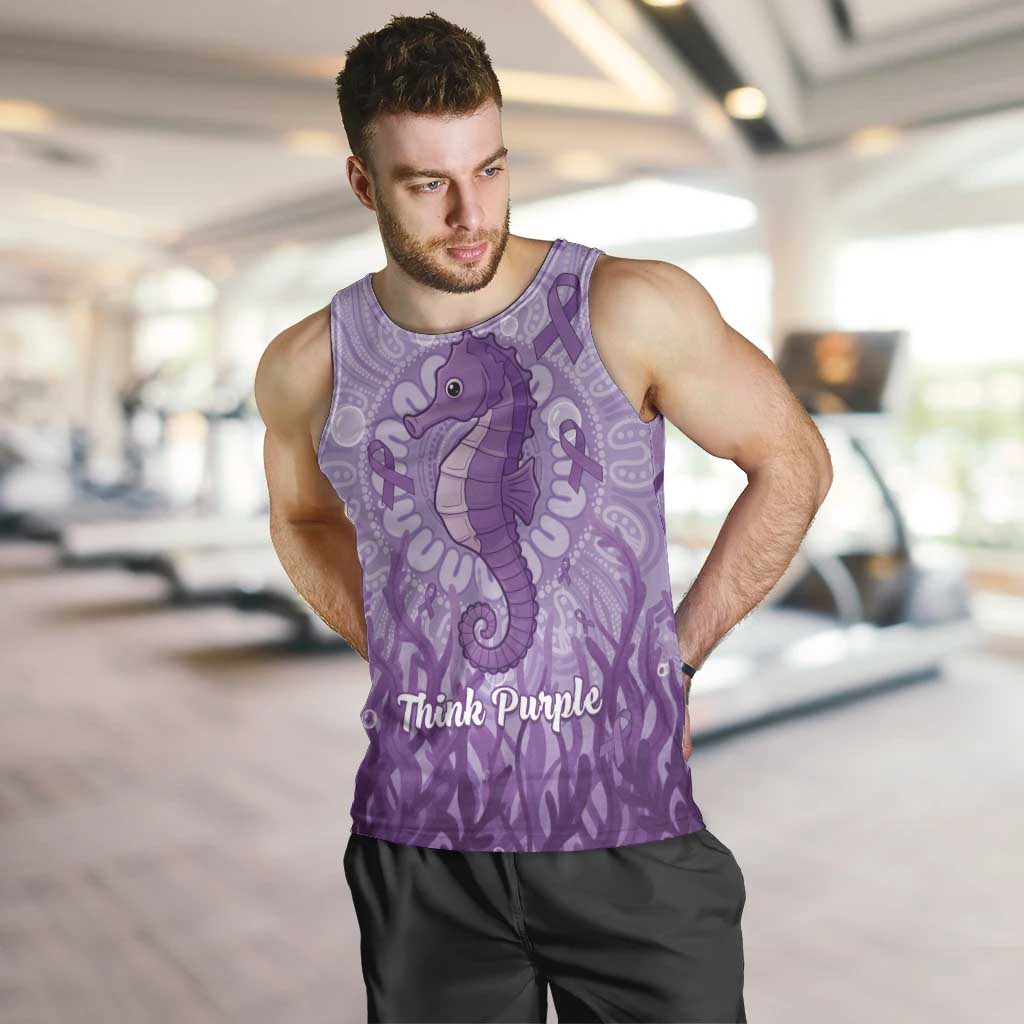 Australia Epilepsy Awareness Men Tank Top Seahorse Think Purple Ribbon Aboriginal - Aussie Hoodie