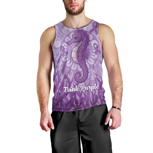Australia Epilepsy Awareness Men Tank Top Seahorse Think Purple Ribbon Aboriginal - Aussie Hoodie