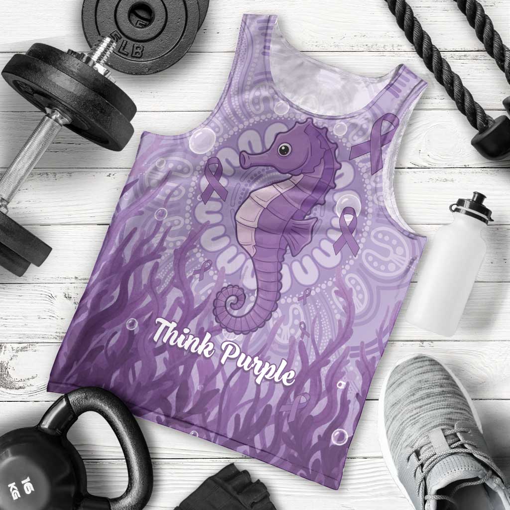 Australia Epilepsy Awareness Men Tank Top Seahorse Think Purple Ribbon Aboriginal - Aussie Hoodie