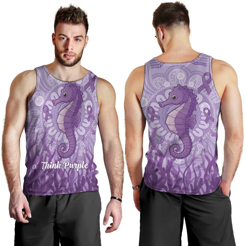 Australia Epilepsy Awareness Men Tank Top Seahorse Think Purple Ribbon Aboriginal - Aussie Hoodie