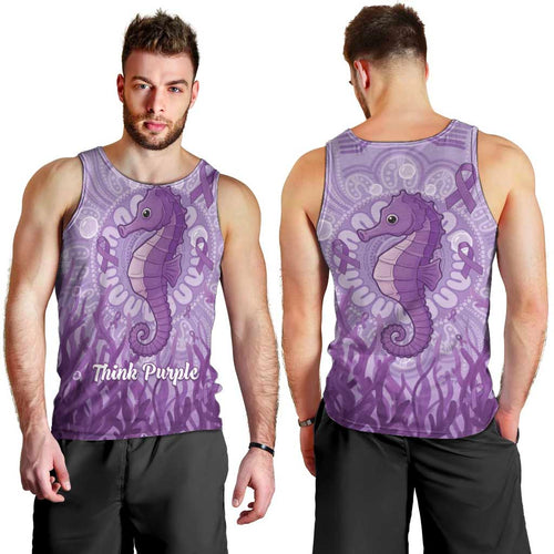 Australia Epilepsy Awareness Men Tank Top Seahorse Think Purple Ribbon Aboriginal - Aussie Hoodie