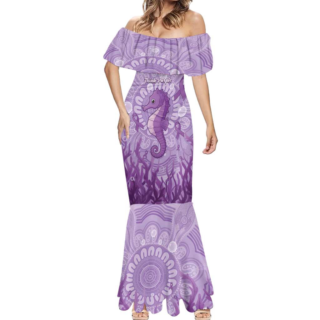 Australia Epilepsy Awareness Mermaid Dress Seahorse Think Purple Ribbon Aboriginal - Aussie Hoodie