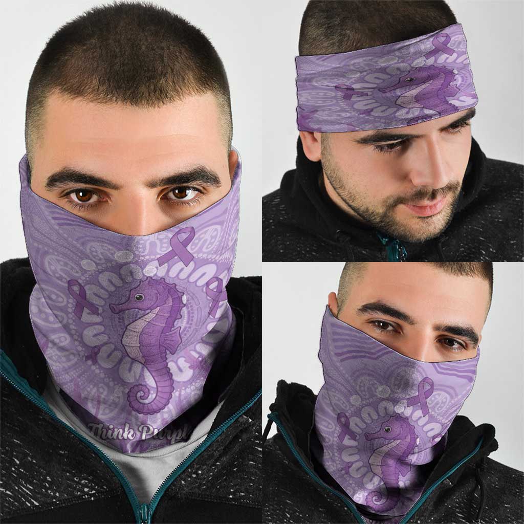 Australia Epilepsy Awareness Neck Gaiter Seahorse Think Purple Ribbon Aboriginal - Aussie Hoodie
