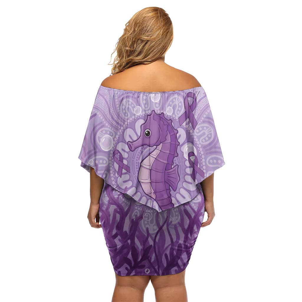 Australia Epilepsy Awareness Off Shoulder Short Dress Seahorse Think Purple Ribbon Aboriginal - Aussie Hoodie