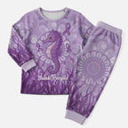 Australia Epilepsy Awareness Christmas Pajama Set Seahorse Think Purple Ribbon Aboriginal - Aussie Hoodie