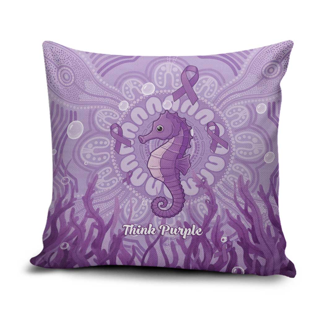 Australia Epilepsy Awareness Pillow Cover Seahorse Think Purple Ribbon Aboriginal - Aussie Hoodie