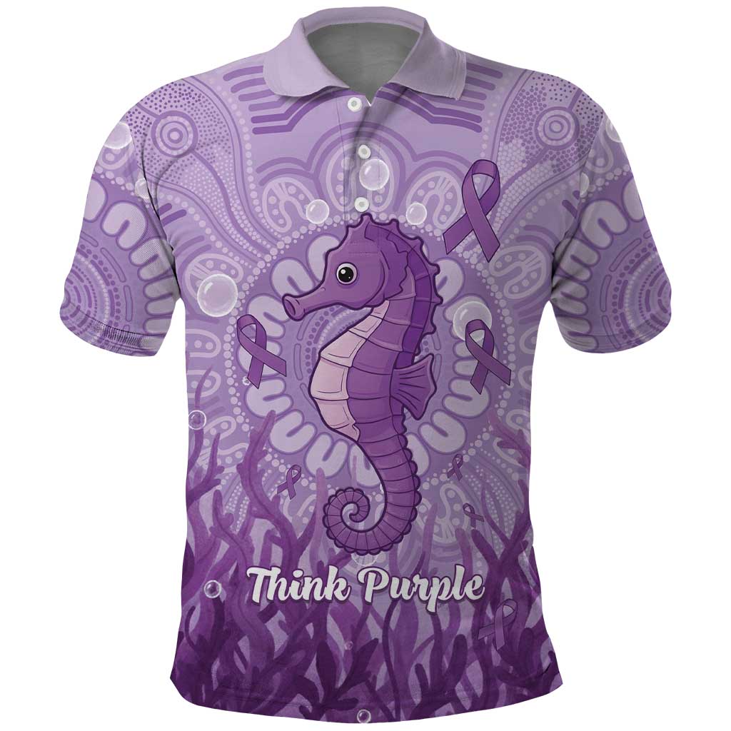 Australia Epilepsy Awareness Polo Shirt Seahorse Think Purple Ribbon Aboriginal - Aussie Hoodie