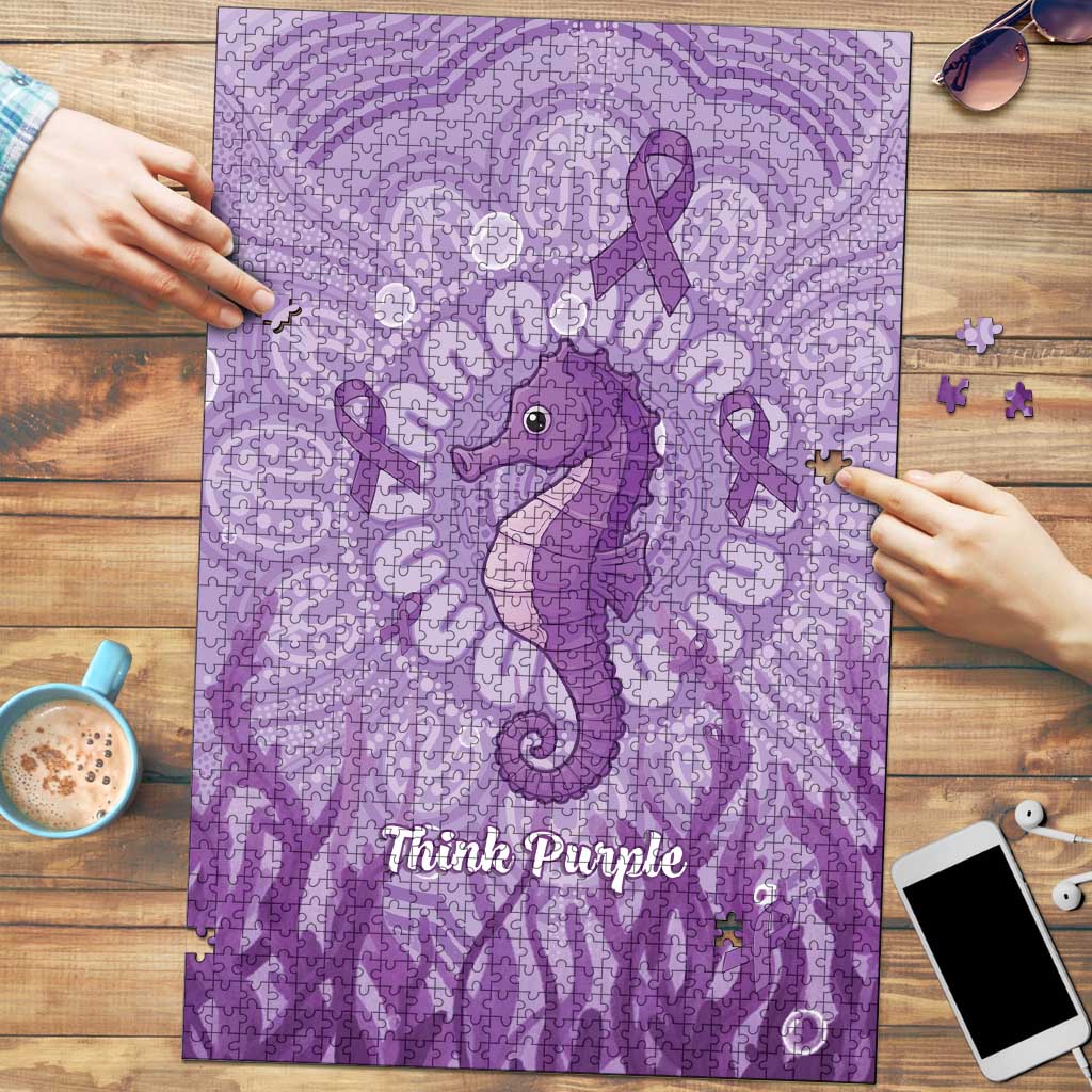 Australia Epilepsy Awareness Puzzle Seahorse Think Purple Ribbon Aboriginal - Aussie Hoodie