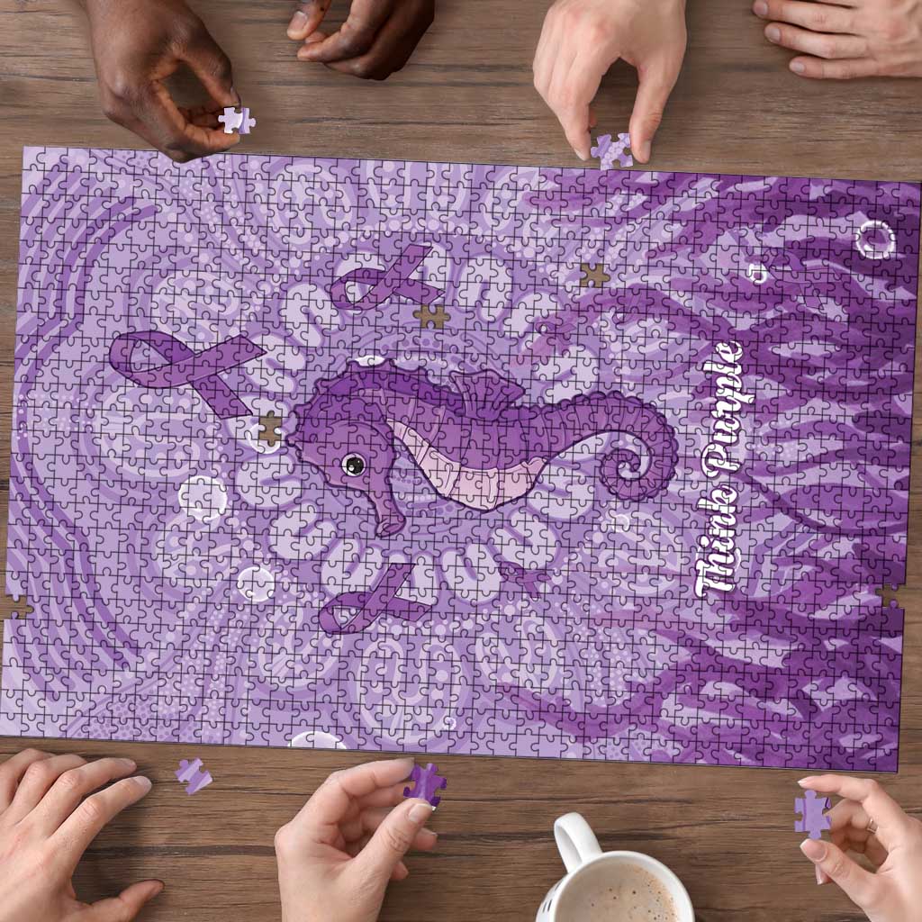 Australia Epilepsy Awareness Puzzle Seahorse Think Purple Ribbon Aboriginal - Aussie Hoodie