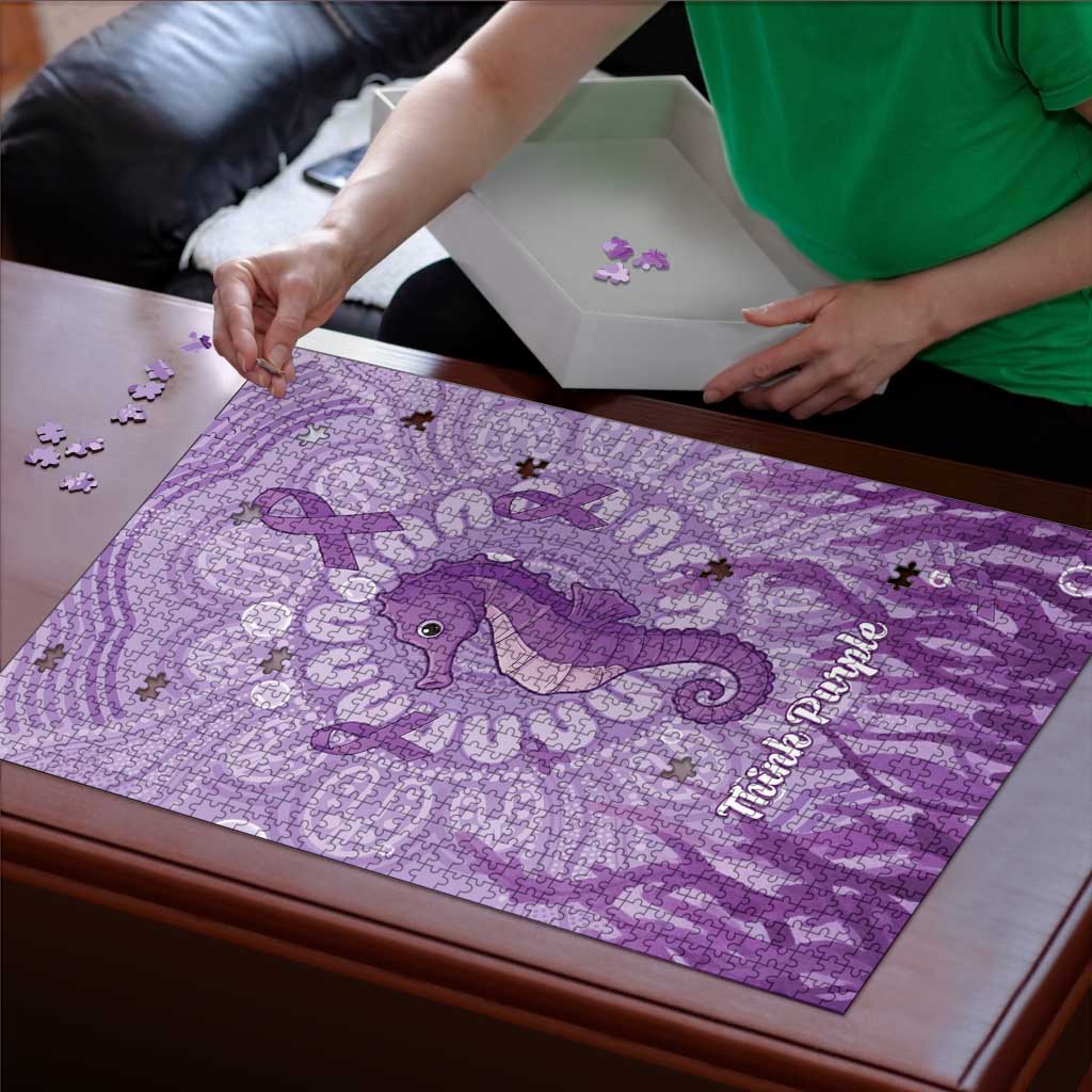 Australia Epilepsy Awareness Puzzle Seahorse Think Purple Ribbon Aboriginal - Aussie Hoodie