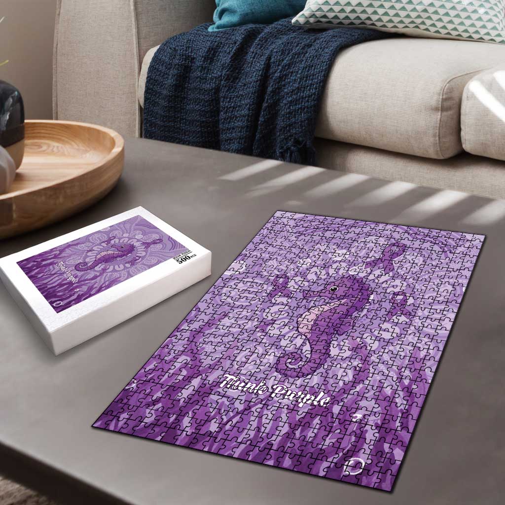 Australia Epilepsy Awareness Puzzle Seahorse Think Purple Ribbon Aboriginal - Aussie Hoodie