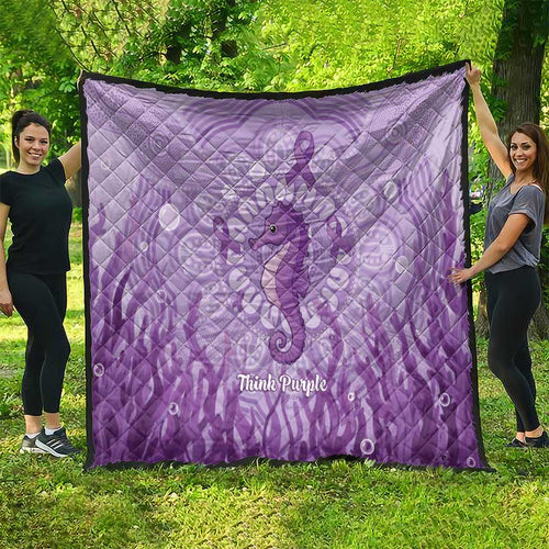 Australia Epilepsy Awareness Quilt Seahorse Think Purple Ribbon Aboriginal - Aussie Hoodie