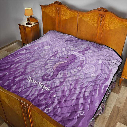 Australia Epilepsy Awareness Quilt Seahorse Think Purple Ribbon Aboriginal - Aussie Hoodie