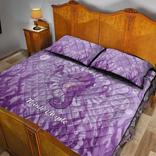 Australia Epilepsy Awareness Quilt Bed Set Seahorse Think Purple Ribbon Aboriginal - Aussie Hoodie