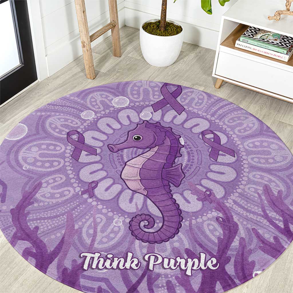 Australia Epilepsy Awareness Round Carpet Seahorse Think Purple Ribbon Aboriginal - Aussie Hoodie
