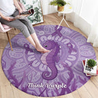 Australia Epilepsy Awareness Round Carpet Seahorse Think Purple Ribbon Aboriginal - Aussie Hoodie