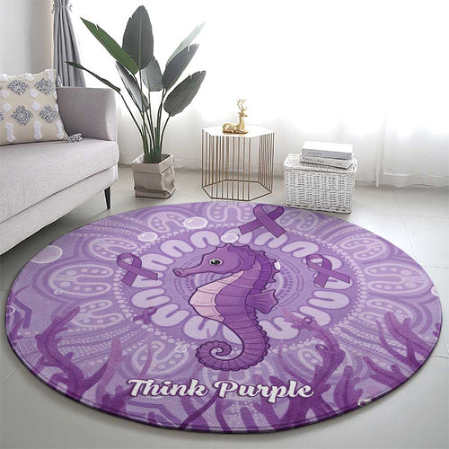Australia Epilepsy Awareness Round Carpet Seahorse Think Purple Ribbon Aboriginal - Aussie Hoodie
