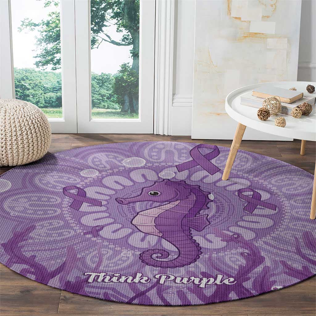 Australia Epilepsy Awareness Round Carpet Seahorse Think Purple Ribbon Aboriginal - Aussie Hoodie