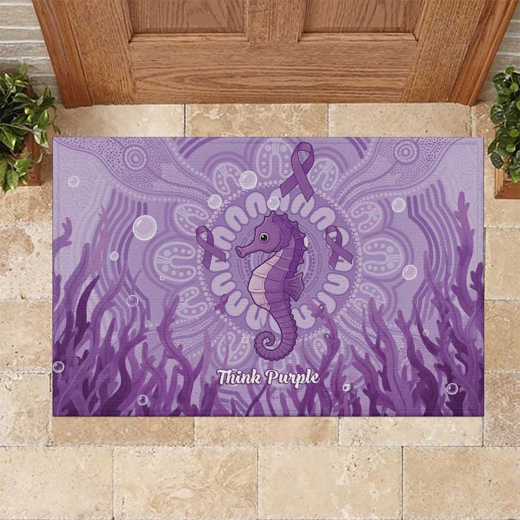 Australia Epilepsy Awareness Rubber Doormat Seahorse Think Purple Ribbon Aboriginal - Aussie Hoodie