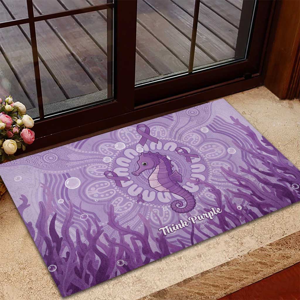 Australia Epilepsy Awareness Rubber Doormat Seahorse Think Purple Ribbon Aboriginal - Aussie Hoodie