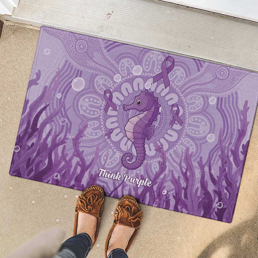 Australia Epilepsy Awareness Rubber Doormat Seahorse Think Purple Ribbon Aboriginal - Aussie Hoodie
