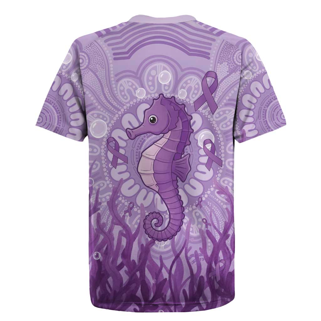 Australia Epilepsy Awareness Rugby Jersey Seahorse Think Purple Ribbon Aboriginal - Aussie Hoodie