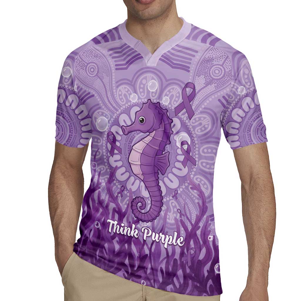 Australia Epilepsy Awareness Rugby Jersey Seahorse Think Purple Ribbon Aboriginal - Aussie Hoodie