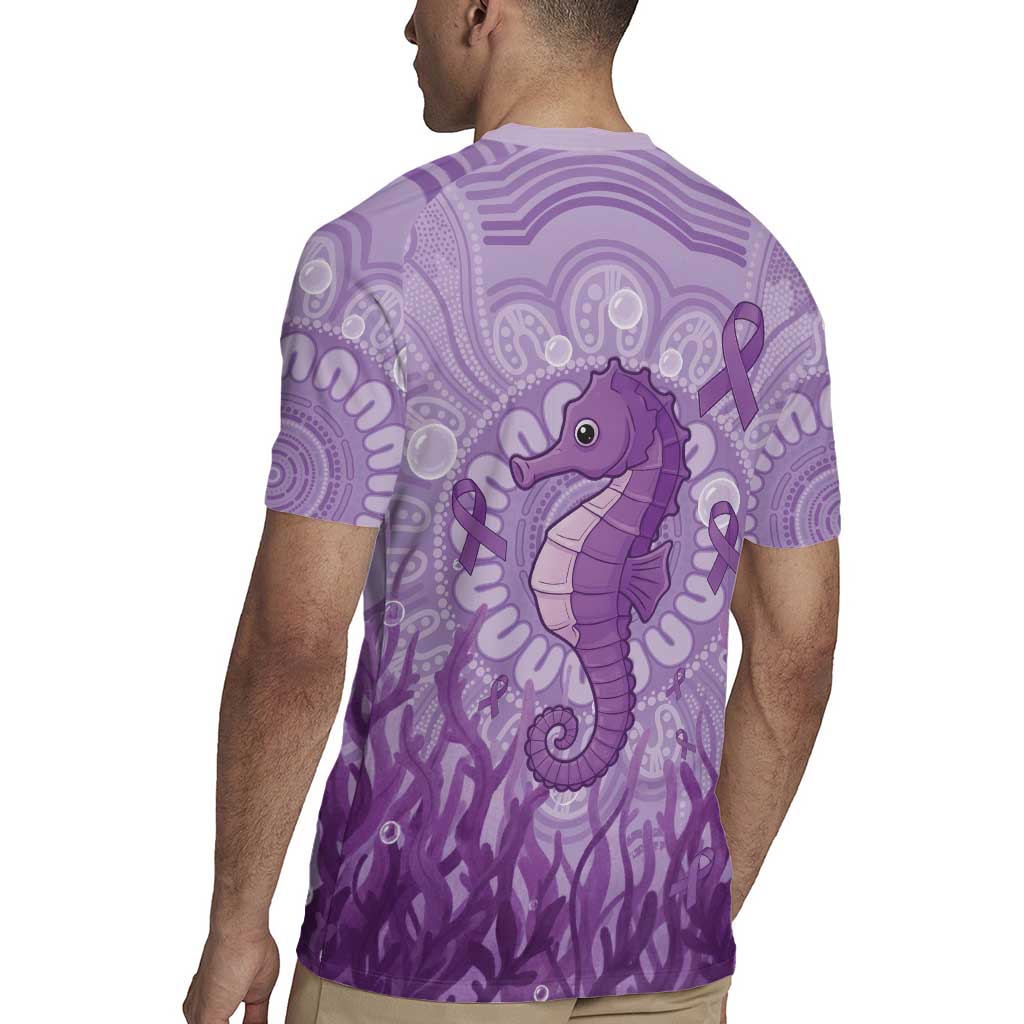 Australia Epilepsy Awareness Rugby Jersey Seahorse Think Purple Ribbon Aboriginal - Aussie Hoodie