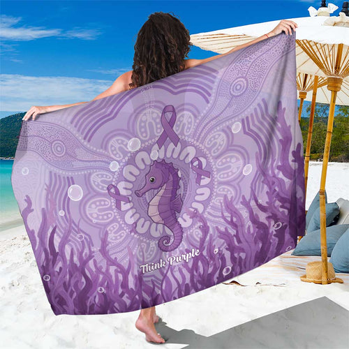 Australia Epilepsy Awareness Sarong Seahorse Think Purple Ribbon Aboriginal - Aussie Hoodie