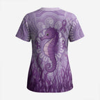 Australia Epilepsy Awareness Scrub Top Seahorse Think Purple Ribbon Aboriginal - Aussie Hoodie