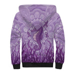 Australia Epilepsy Awareness Sherpa Hoodie Seahorse Think Purple Ribbon Aboriginal - Aussie Hoodie