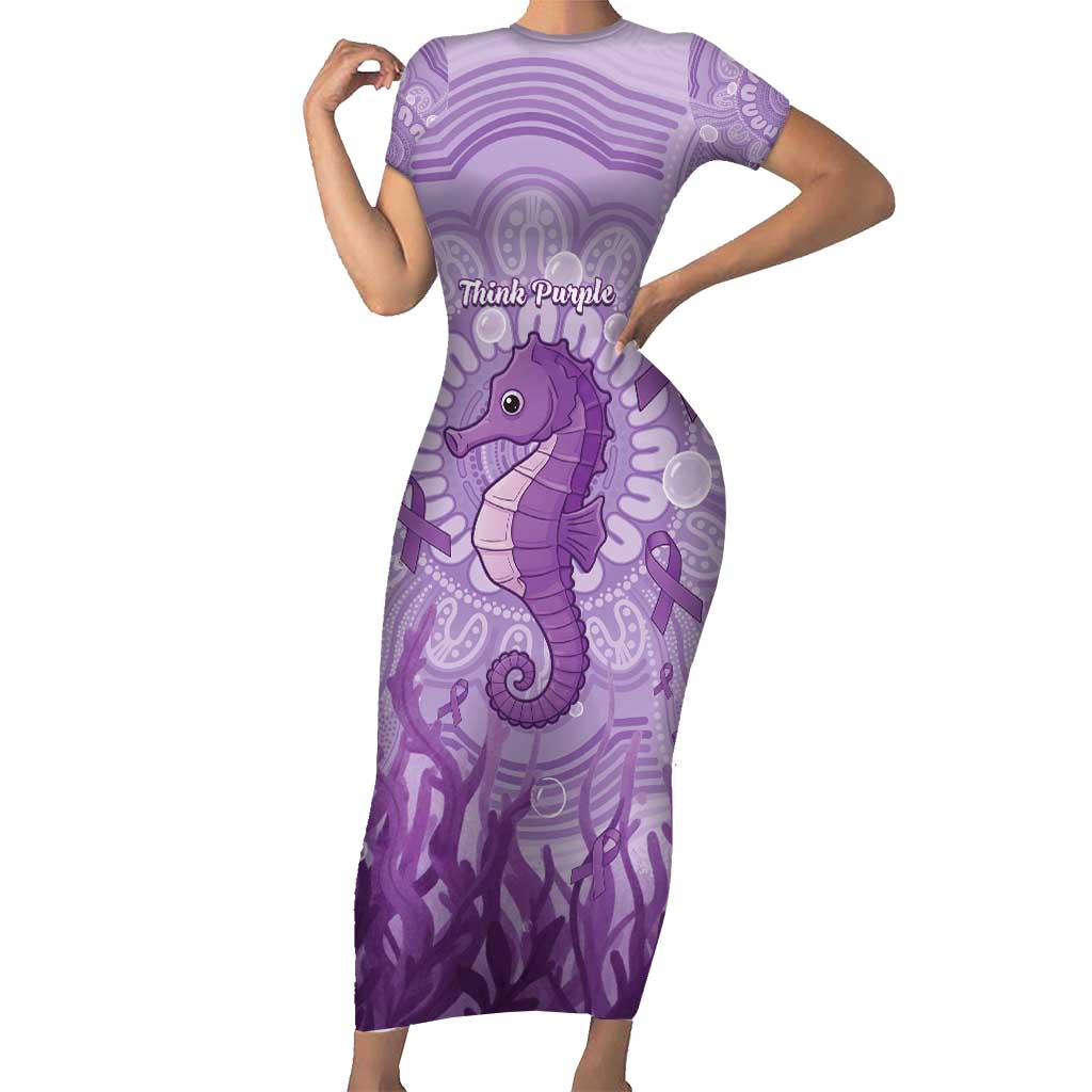 Australia Epilepsy Awareness Short Sleeve Bodycon Dress Seahorse Think Purple Ribbon Aboriginal - Aussie Hoodie