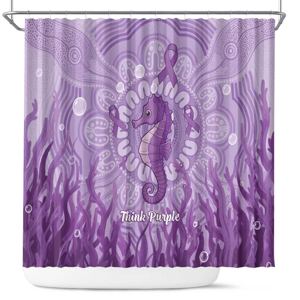 Australia Epilepsy Awareness Shower Curtain Seahorse Think Purple Ribbon Aboriginal - Aussie Hoodie