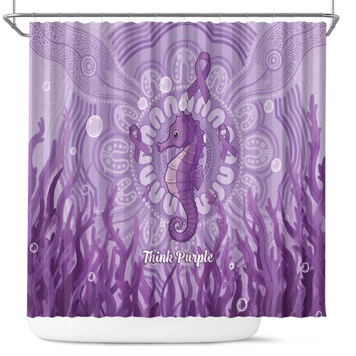 Australia Epilepsy Awareness Shower Curtain Seahorse Think Purple Ribbon Aboriginal - Aussie Hoodie