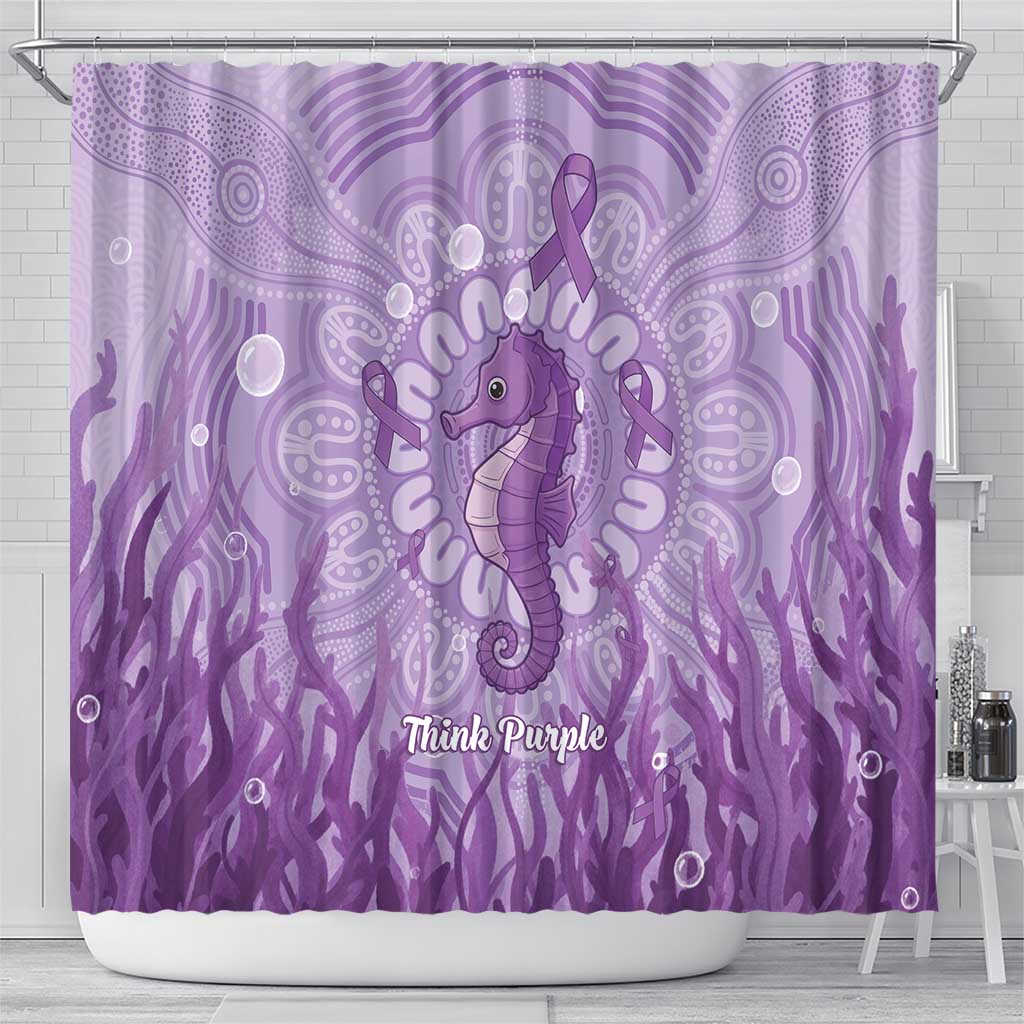 Australia Epilepsy Awareness Shower Curtain Seahorse Think Purple Ribbon Aboriginal - Aussie Hoodie