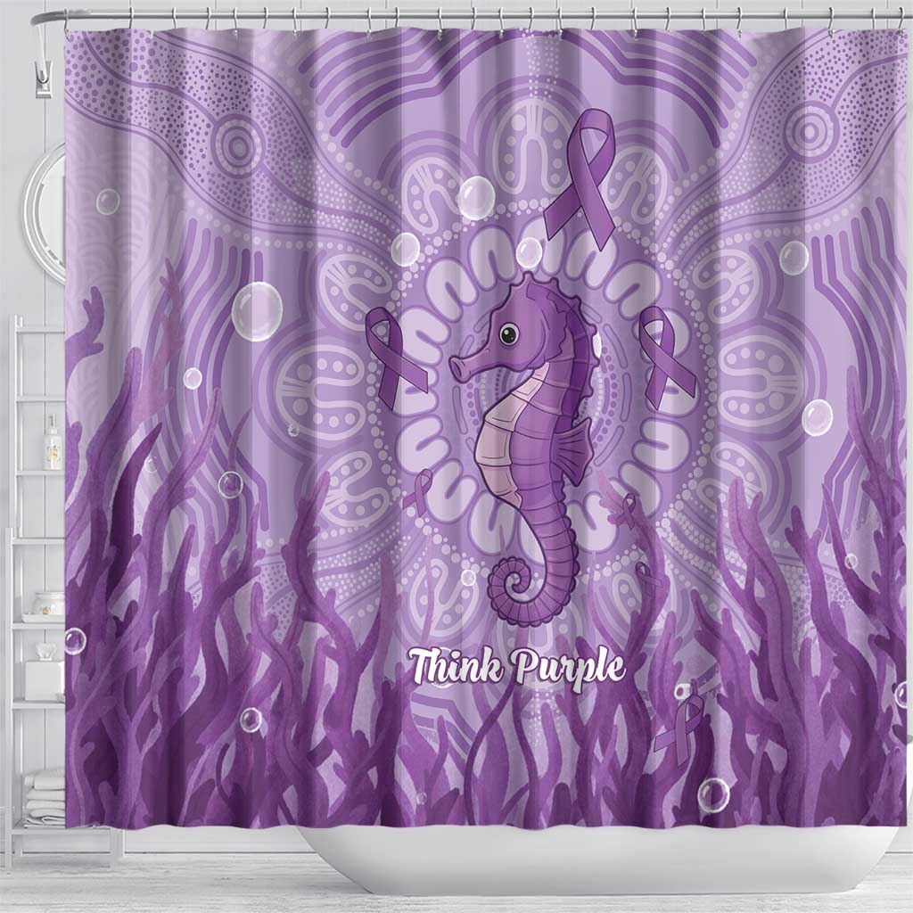 Australia Epilepsy Awareness Shower Curtain Seahorse Think Purple Ribbon Aboriginal - Aussie Hoodie