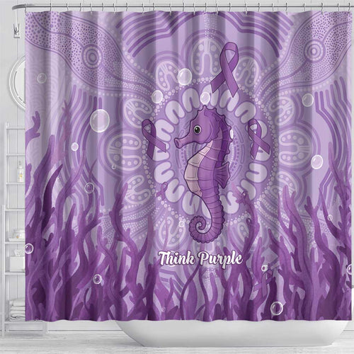Australia Epilepsy Awareness Shower Curtain Seahorse Think Purple Ribbon Aboriginal - Aussie Hoodie