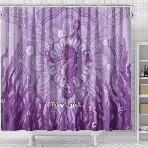 Australia Epilepsy Awareness Shower Curtain Seahorse Think Purple Ribbon Aboriginal - Aussie Hoodie