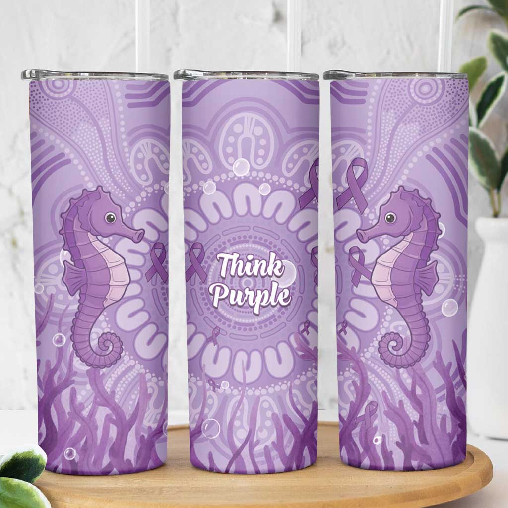 Australia Epilepsy Awareness Skinny Tumbler Seahorse Think Purple Ribbon Aboriginal - Aussie Hoodie
