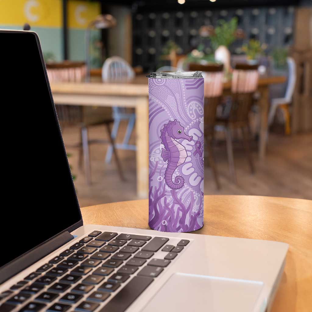 Australia Epilepsy Awareness Skinny Tumbler Seahorse Think Purple Ribbon Aboriginal - Aussie Hoodie