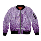 Australia Epilepsy Awareness Sleeve Zip Bomber Jacket Seahorse Think Purple Ribbon Aboriginal - Aussie Hoodie
