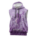 Australia Epilepsy Awareness Sleeveless Hoodie Seahorse Think Purple Ribbon Aboriginal - Aussie Hoodie