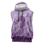 Australia Epilepsy Awareness Sleeveless Hoodie Seahorse Think Purple Ribbon Aboriginal - Aussie Hoodie