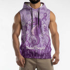 Australia Epilepsy Awareness Sleeveless Hoodie Seahorse Think Purple Ribbon Aboriginal - Aussie Hoodie