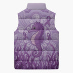 Australia Epilepsy Awareness Sleeveless Puffer Jacket Seahorse Think Purple Ribbon Aboriginal - Aussie Hoodie