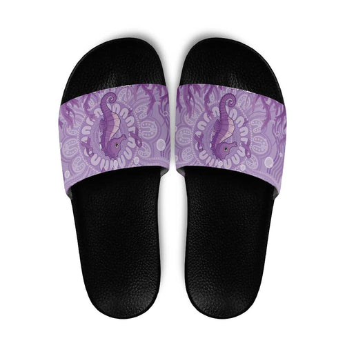 Australia Epilepsy Awareness Slide Sandals Seahorse Think Purple Ribbon Aboriginal - Aussie Hoodie